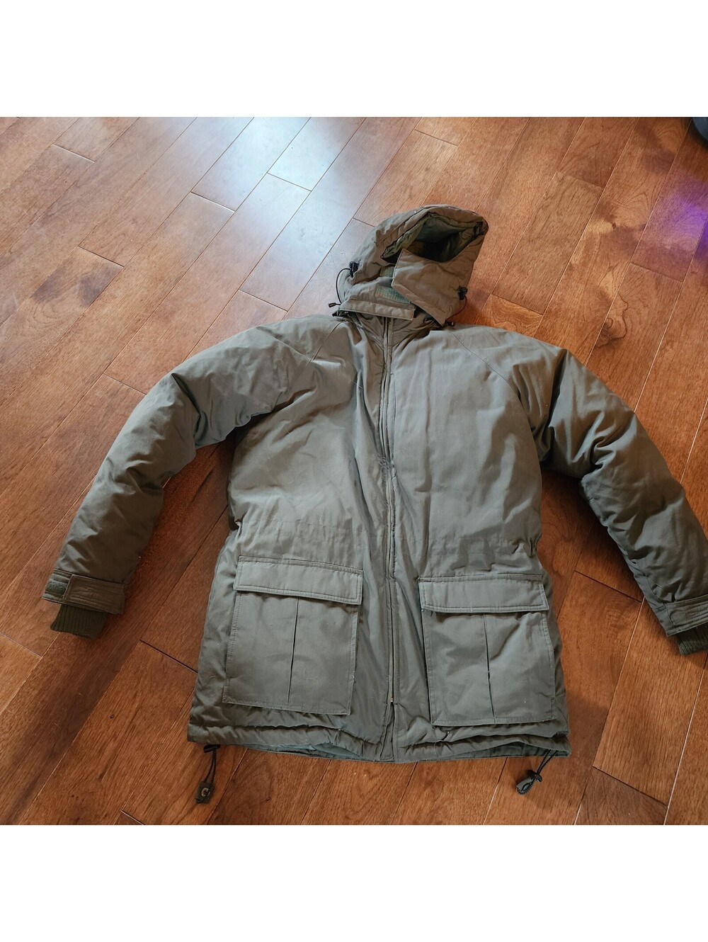 Vintage Cabela’s Goose Down Hooded Parka Coat Olive Men’s Large Tall